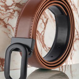The Roaster Lifestyle Co. Men Tan Textured Slim Belt-image-91