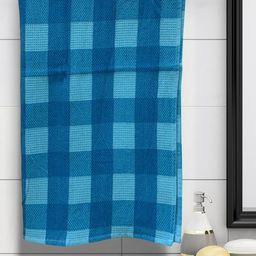 Athom Trendz Pack of 6 Blue Checked 210GSM Eco Saviour Premium Cotton Bath Towel-1