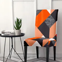 Cortina Orange & Black Printed Super Stretchable Chair Covers-image-14