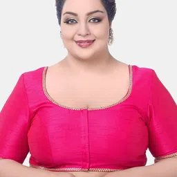 Biyu Round Neck Silk Readymade Saree Blouse-20