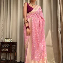BAESD Ethnic Motifs Zari Silk Blend Banarasi Saree-picture-14