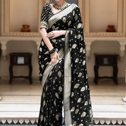 S.K.C Floral Banarasi Zari Saree-image-86