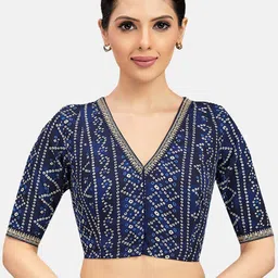 Studio Shringaar Bandhani Printed V-Neck Saree Blouse-picture-52