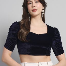 VAARARO Sweetheart Neck Stretchable Velvet Saree Blouse-image-19