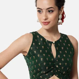studio rasa Ethnic Motifs Block Printed Saree Blouse-2