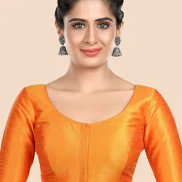 neckbook Mustard Yellow Solid Readymade Saree Blouse-picture-34
