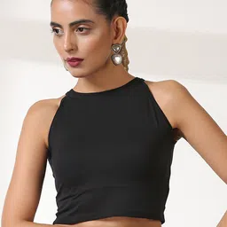 Swtantra Stretchy Knitted Saree Crop Top Blouse-picture-37