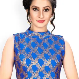 Fab Dadu Blue Woven Design Saree Blouse-image-43