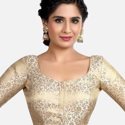 Biyu Printed Round Neck Saree Blouse-image-25
