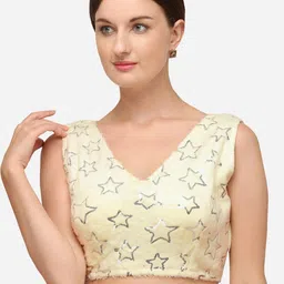 Mitera Embellished Sequenced Silk V-Neck Saree Blouse-26