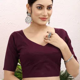 SHREE SWANGIYAMATA COMPANY V-Neck Cotton Saree Blouse-picture-16