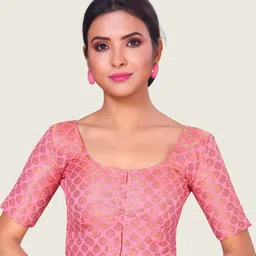 Studio Shringaar Round Neck Short Sleeves Woven-Design Saree Blouse-image-79
