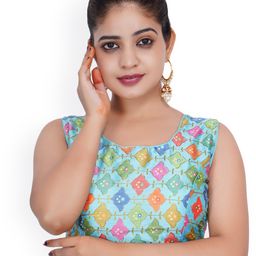 Trendzmy Turquoise Blue Embroidered Pure Silk Saree Blouse-image-18