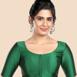 neckbook Green Solid Padded Saree Blouse-image-87