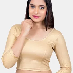 Biyu Plus Size Round Neck Stretchable Readymade Saree Blouse-picture-26