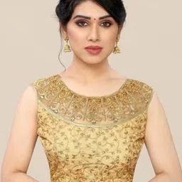 LINARO LIFESTYLES Women Gold Embroidered Saree Blouse-image-5