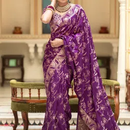 BAESD Floral Zari Silk Blend Banarasi Saree-picture-33