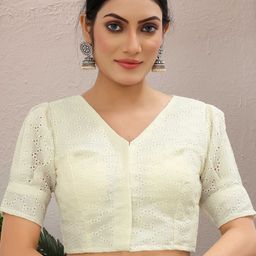 SHREE SWANGIYAMATA COMPANY Self Design V-Neck Cotton Saree Blouse-29