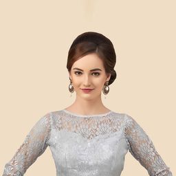 neckbook Women Silver Woven Design Princess Cut Padded Readymade Saree Blouse-image-50