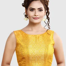Madhu Fashion Woven Design Zari Sleeveless Saree Blouse-41