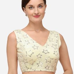Amrutam Fab Embellished Sequenced Velvet Saree Blouse-34