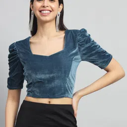 VAARARO Sweetheart Neck Stretchable Velvet Saree Blouse-picture-49