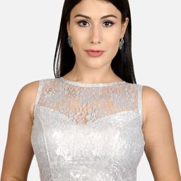 Biyu Boat Neck Sleeveless Embroidered Saree Blouse-image-11