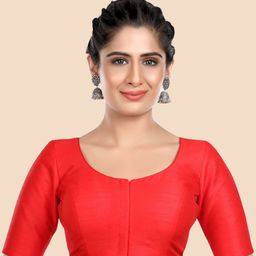 neckbook Red Solid Silk Saree Blouse-29