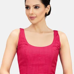 Studio Shringaar Scoop Neck Sleeveless Cotton Silk Saree Blouse-picture-44