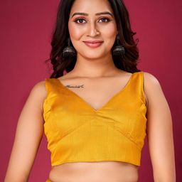 flaher V-Neck Silk Ready To Wear Saree Blouse-image-78