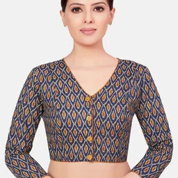 Studio Shringaar Ikat Printed Pure Cotton Saree Blouse-image-19