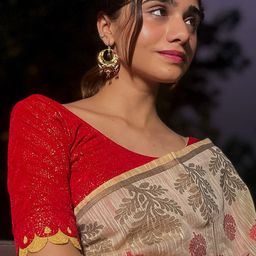 Bindigasm's Advi Printed Jacquard Stretchable Saree Blouse-image-73
