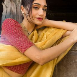 Bindigasm's Advi Woven Design Jacquard Stretchable Readymade Saree Blouse-image-25