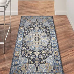 OBSESSIONS Blue Anti-static Polyester Floor Runner-52