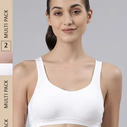 Dollar Missy Pack of 2  Cotton Wire-Free Moulded Sports Bra-50