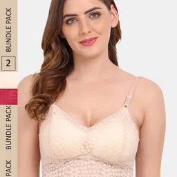 Amour Secret Pack of 2 Floral Bralette Lightly Padded Bra PD53162-image-69