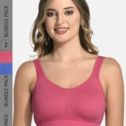 StyFun Pack Of 2 Non Padded Dry Fit Cotton All Day Comfort Sports Bra-image-78