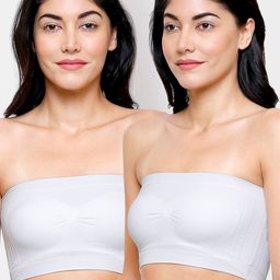 FashionRack White Pack Of 2 Lightly-Padded Cotton Bandeau Bra-picture-57