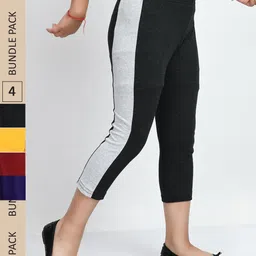 IndiWeaves Girls Pack of 4 Mid-Rise Cotton Capris-picture-4