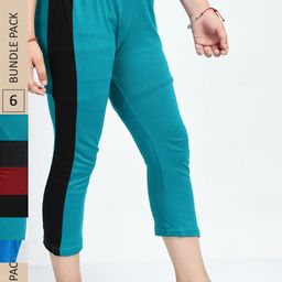 IndiWeaves Girls Pack of 5 Mid Rise Cotton Capris-image-63