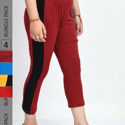 IndiWeaves Girls Pack Of 5 Pure Cotton Capris-image-47