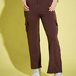 BUY NEW TREND Women Comfort Straight Fit High-Rise Wrinkle Free Cargos Trousers-image-83