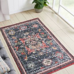 Mona B Blue & Maroon Printed Vintage Dhurrie Carpet-image-59