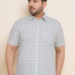 John Pride Plus Size Spread Collar Floral Printed Cotton Casual Shirt-image-79