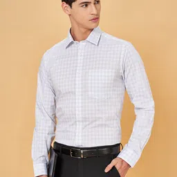BYFORD by Pantaloons Men Slim Fit Grid Tattersall Checks Opaque Checked Formal Shirt-picture-29