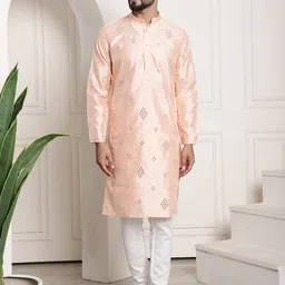 SOJANYA Embroidered Regular Mirror Work Kurta with Churidar-picture-3