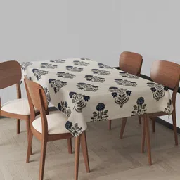 Trance Home Linen Blue Printed Cotton Rectangular 6 Seater Table Cloth-image-84