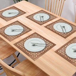 Kuber Industries Copper-Coloured 6 Pieces Textured Table Placemats-2