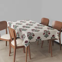 Trance Home Linen Floral Printed Rectangular Pure Cotton Table Cloth-14