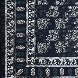 BLOCKS OF INDIA Grey & White Printed Rectangular 6 Seater Table Cloth image 5